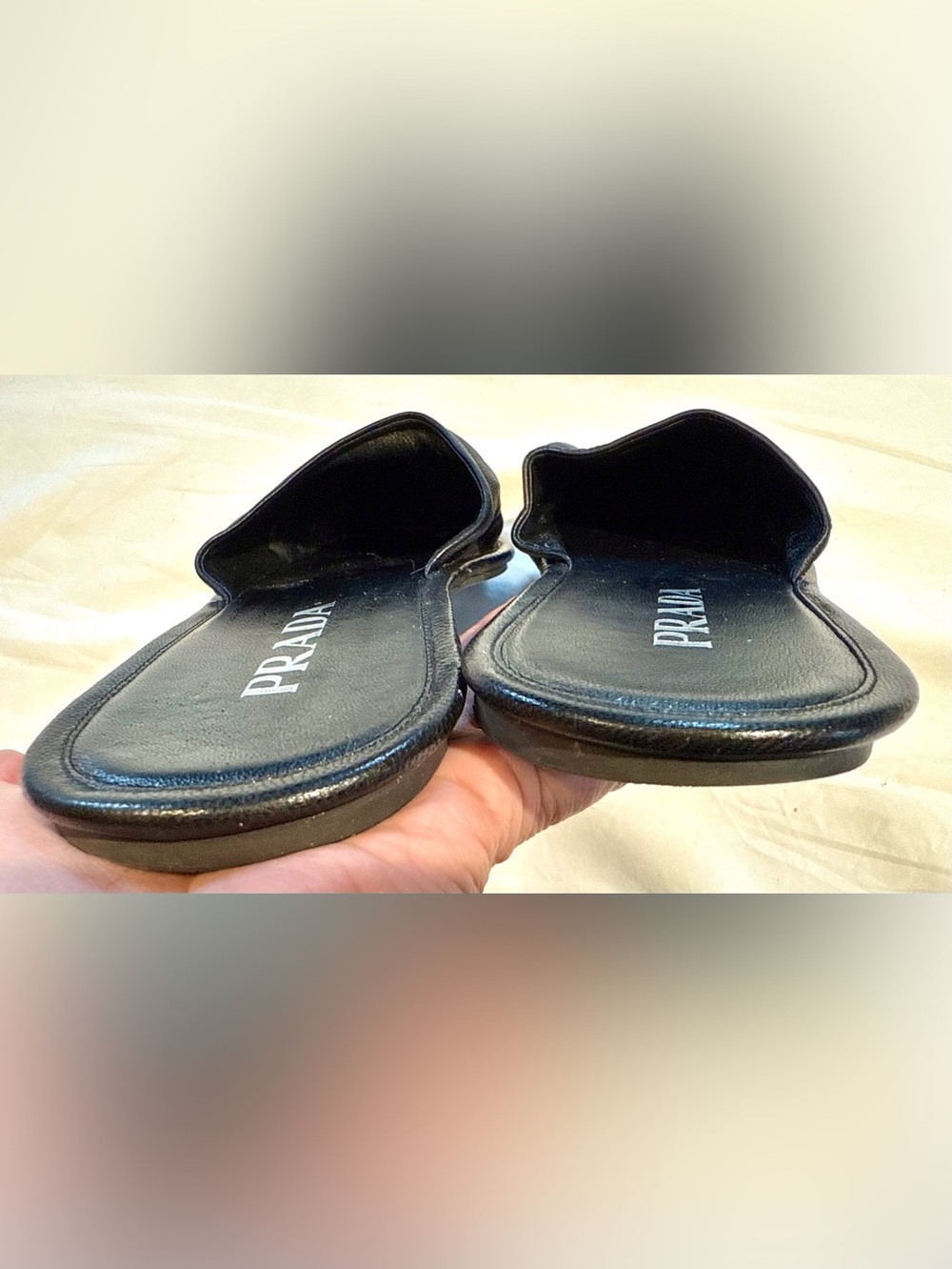 PRADA Black Leather Slides Mules Slippers Loafers - Picture 9 of 14